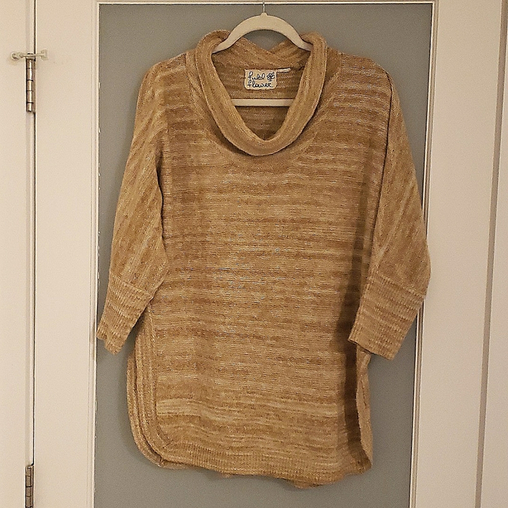 Tunic Sweater Top Golden/Mustard Color Tunic Cotton Blend Sweater